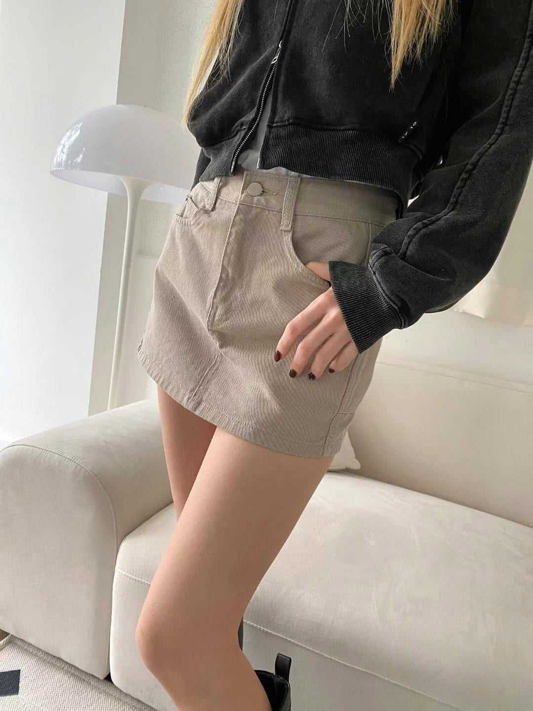 Maillard Style Denim Skirt Pants