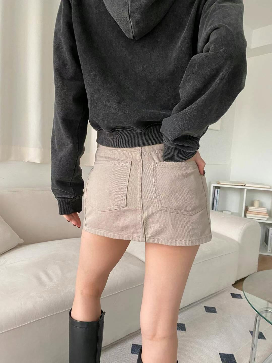 Maillard Style Denim Skirt Pants