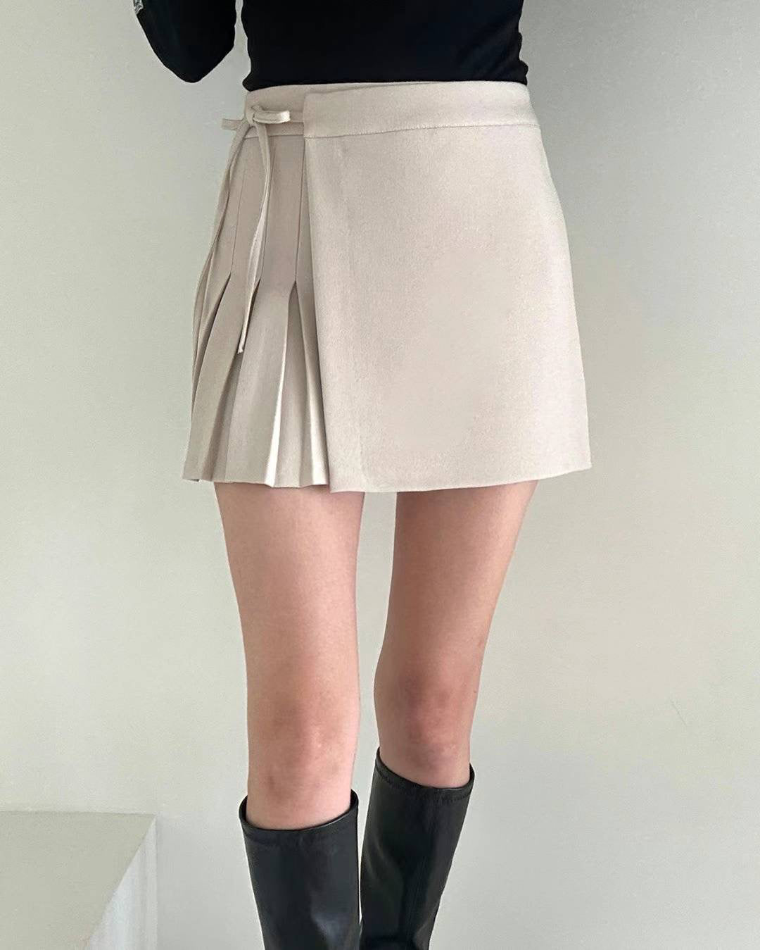 Korea 西裝料半百褶綁帶裙褲 Dress
