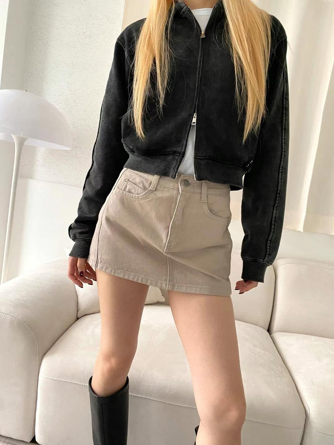 Maillard Style Denim Skirt Pants