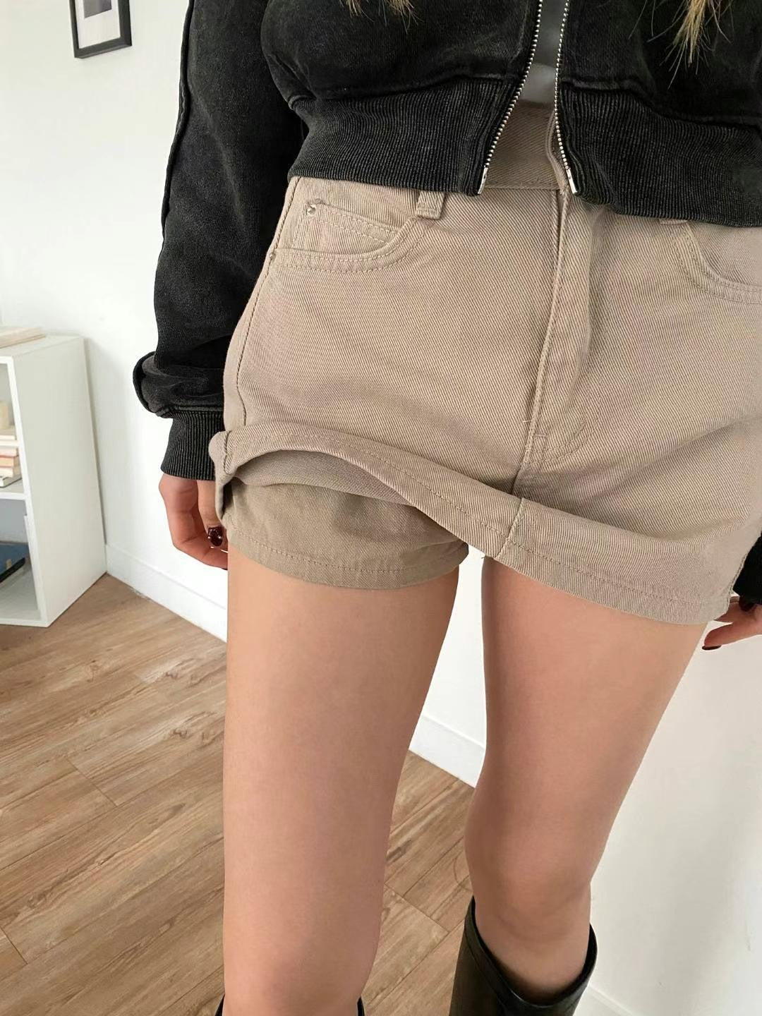 Maillard Style Denim Skirt Pants