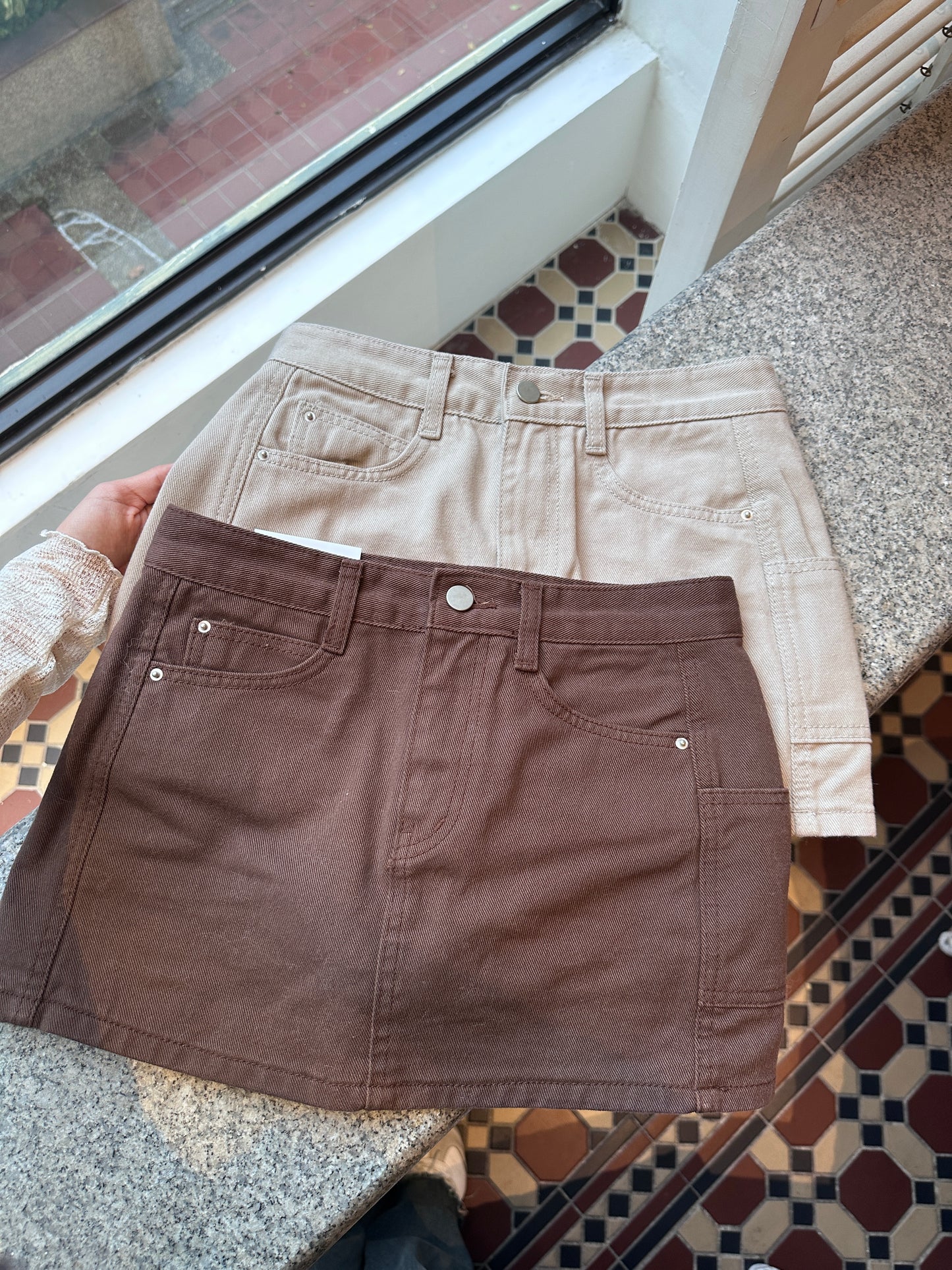 Maillard Style Denim Skirt Pants